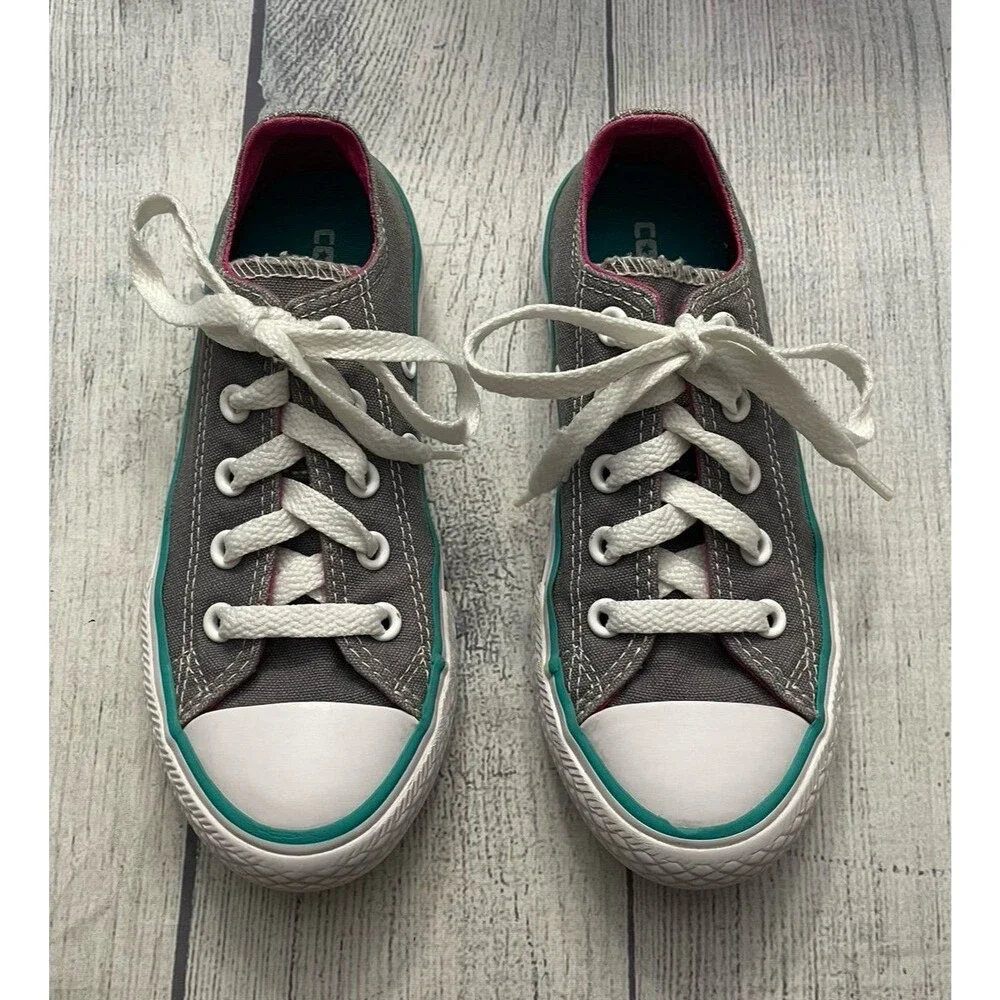 Grey Gray Converse All Stars Girl Shoes, Size Youth 12